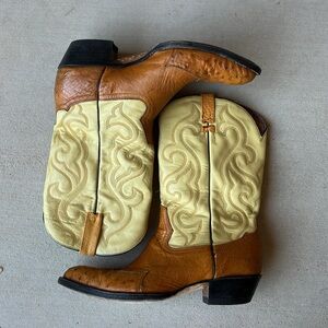 Men's Brown and Ivory Cowboy Boots